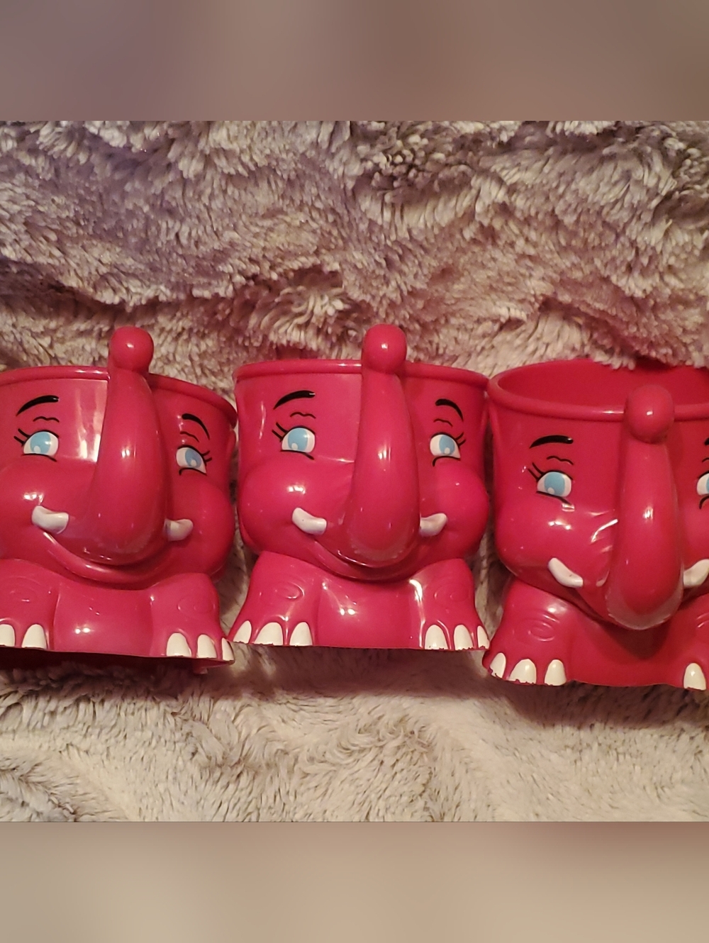 3 Vintage Ringling Bros Barnum & Bailey Circus Pink Elephant Cups Y2k Deco